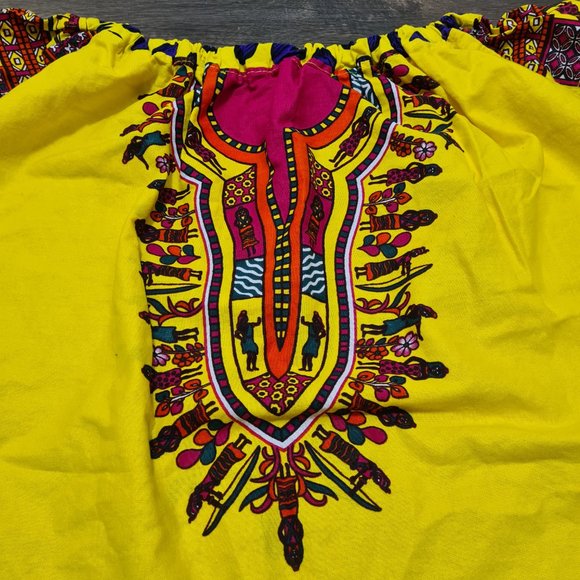 Juneteenth Custom Children's Grow with Me Multi-wear Yellow Dashiki Dress/Shirt - Picture 4 of 8